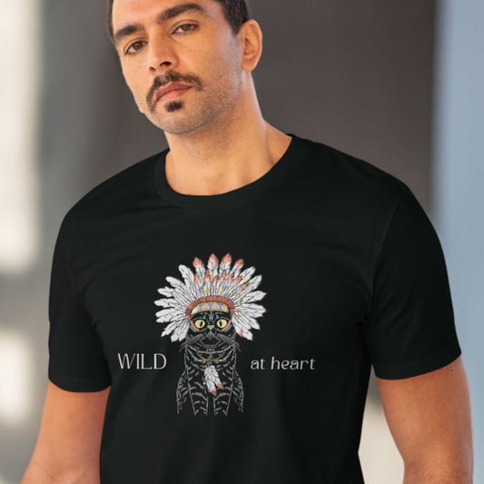 Organic Cotton 'Wild At Heart' Funny Cat T-shirt – perfect t shirt with dog for pet lovers.
