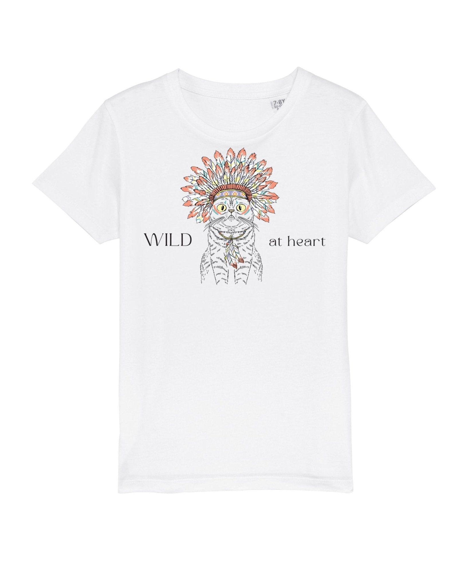 Organic Cotton 'Wild At Heart' Kids Funny Cat T-shirt – cute animal print t-shirts children love.