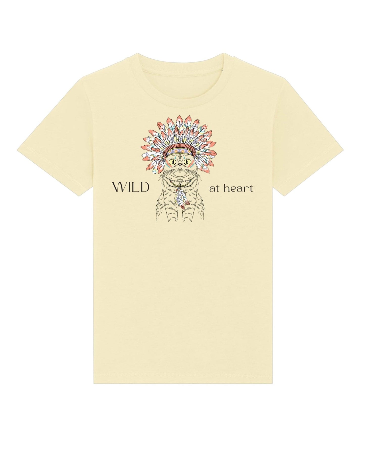 Playful Organic Cotton 'Wild At Heart' Kids Funny Cat T-shirt – comfy gender neutral kids clothes.