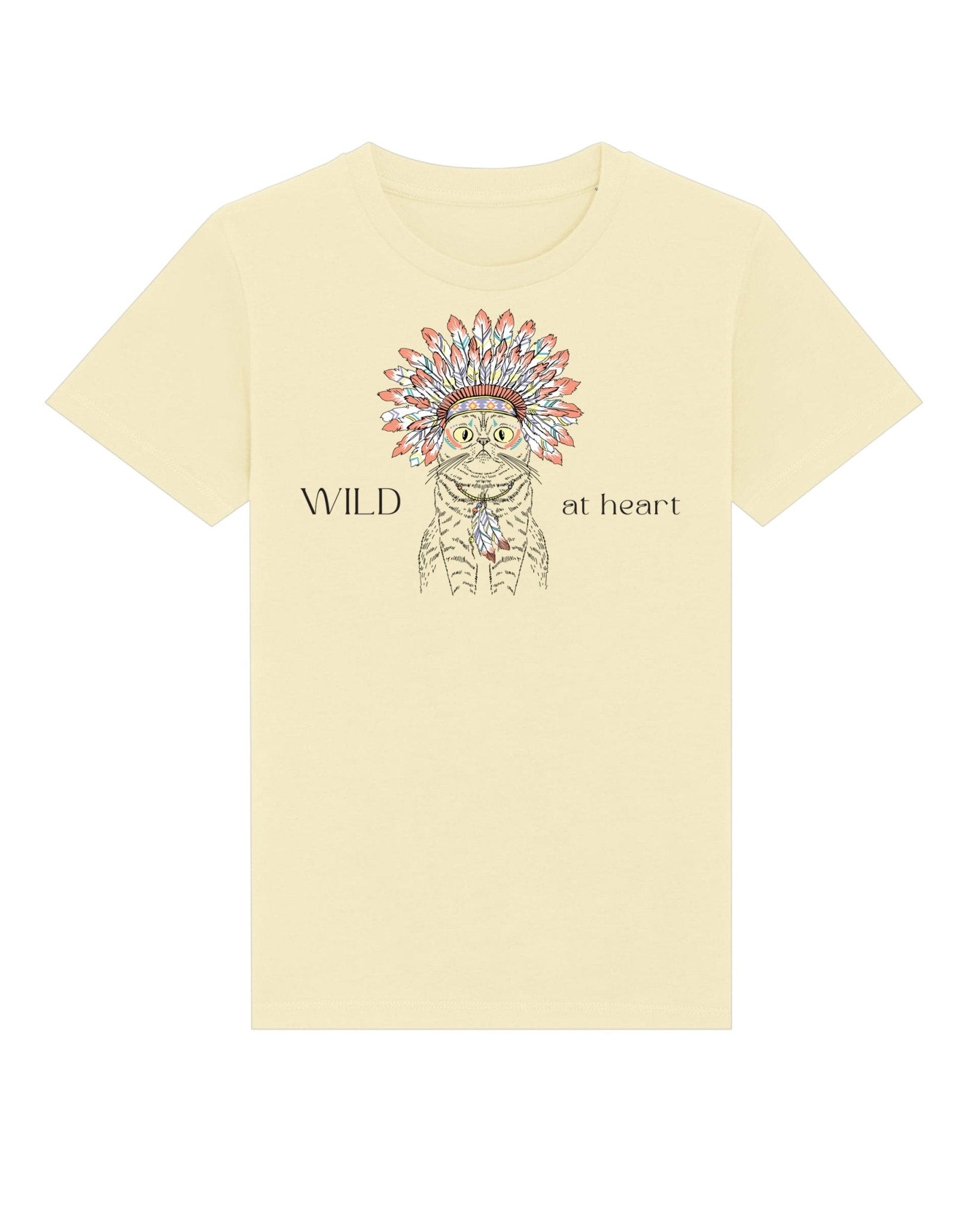 Playful Organic Cotton 'Wild At Heart' Kids Funny Cat T-shirt – comfy gender neutral kids clothes.