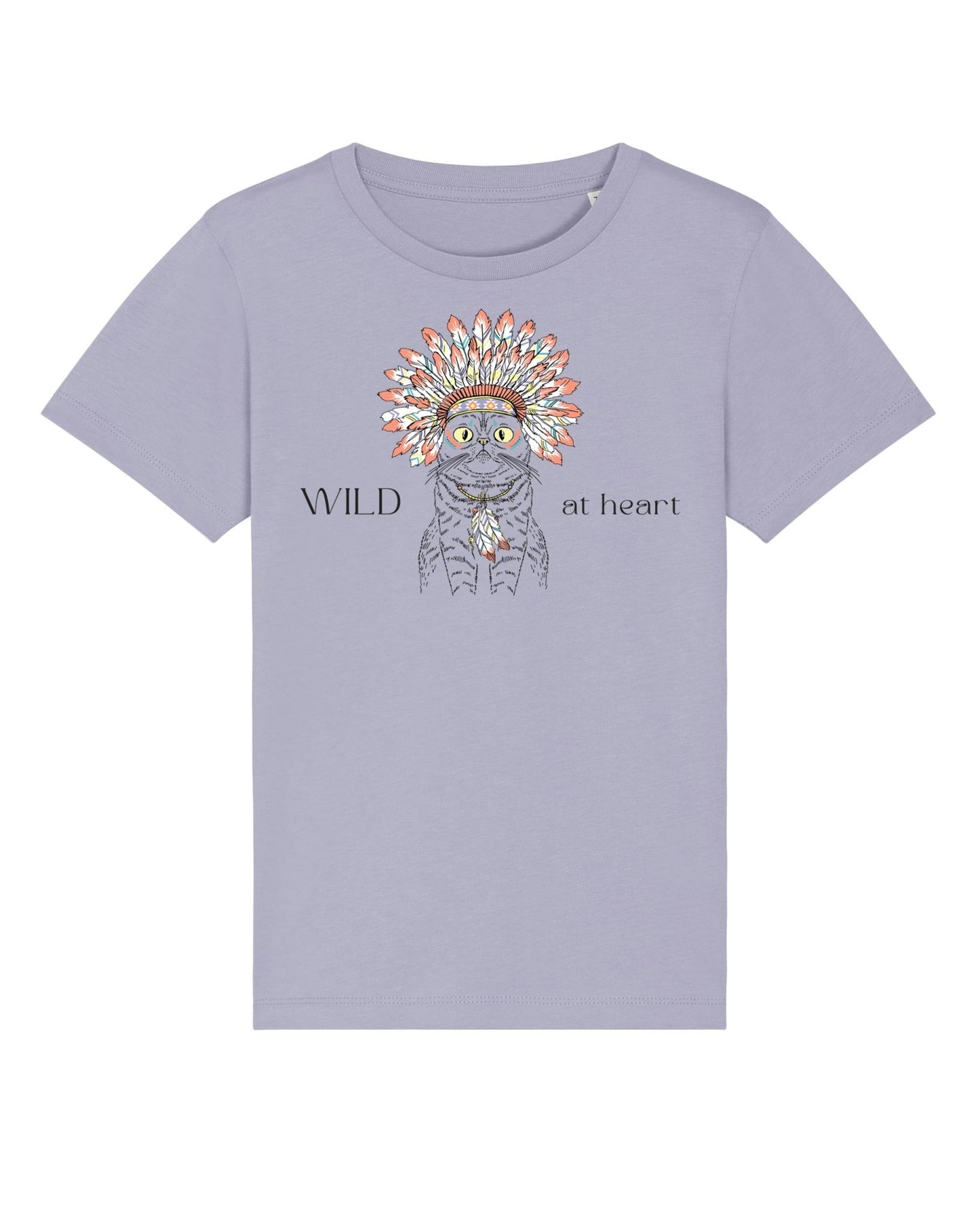 Organic Cotton 'Wild At Heart' Kids Funny Cat T-shirt – cool cat t-shirts for kids.