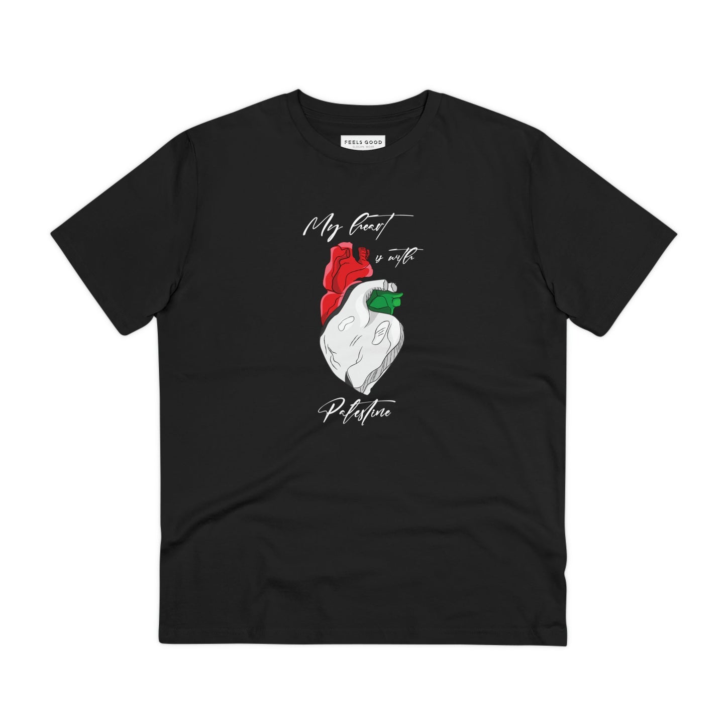 Wear hope with the Palestine 'Heart' T-shirt in organic cotton

