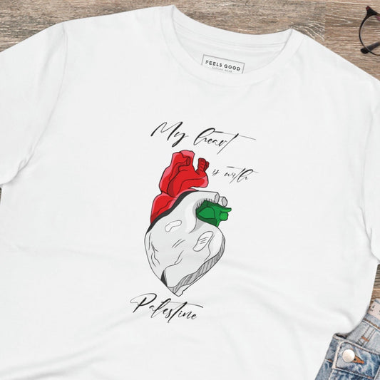 Palestine 'Heart' tee in soft cotton – support peace and purpose

