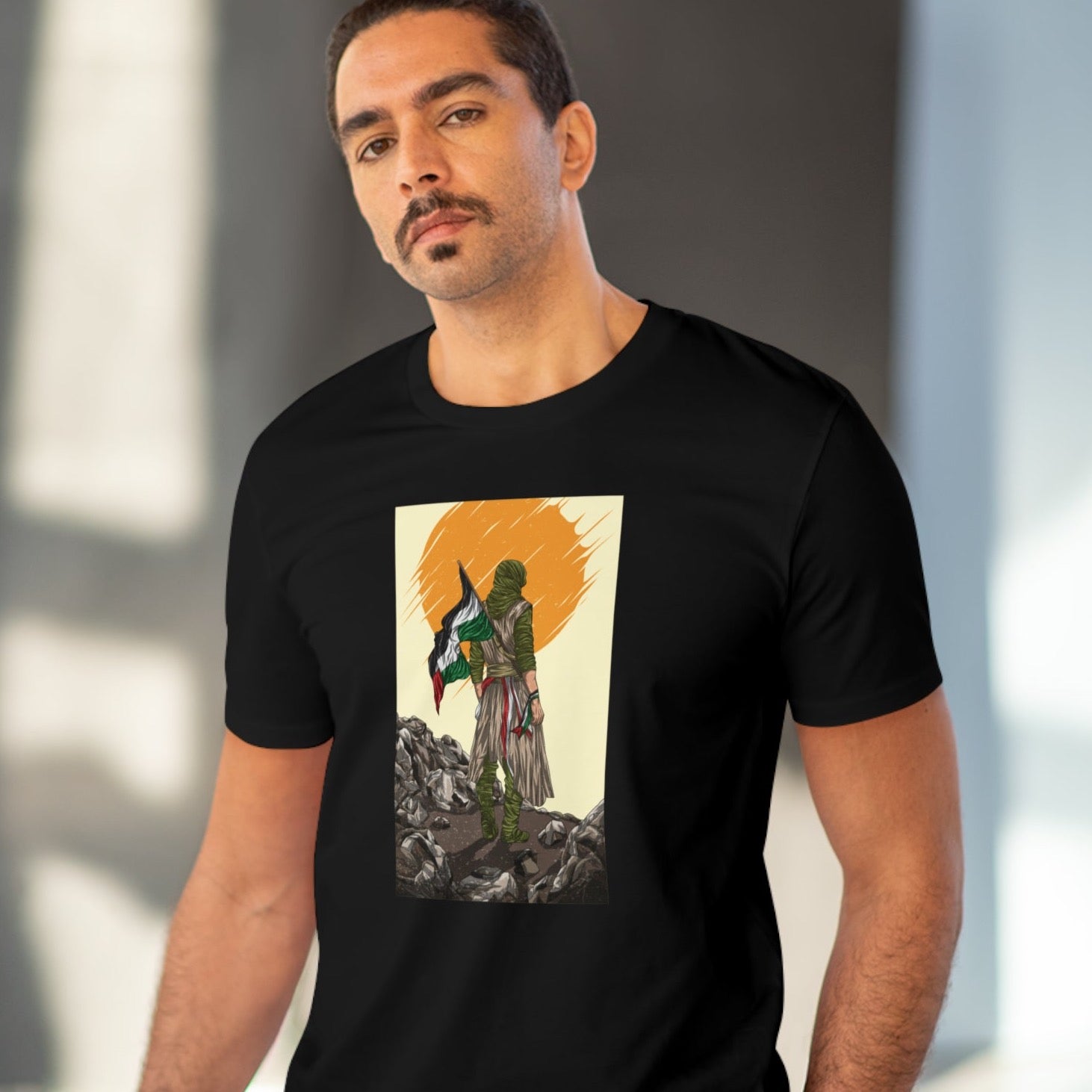 Wear Palestine quotes – Palestine 'Manga Fighter' Organic Cotton T-shirt statement

