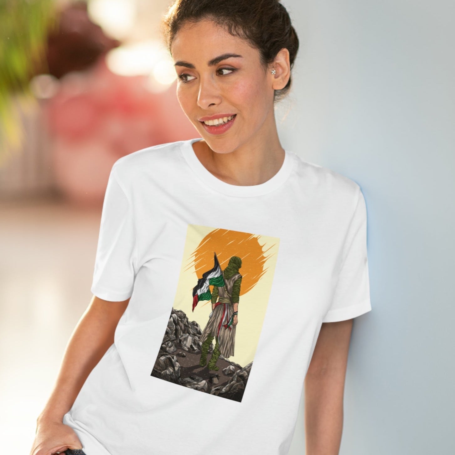 Free Palestine tee shirt with art – Palestine 'Manga Fighter' Organic Cotton T-shirt


