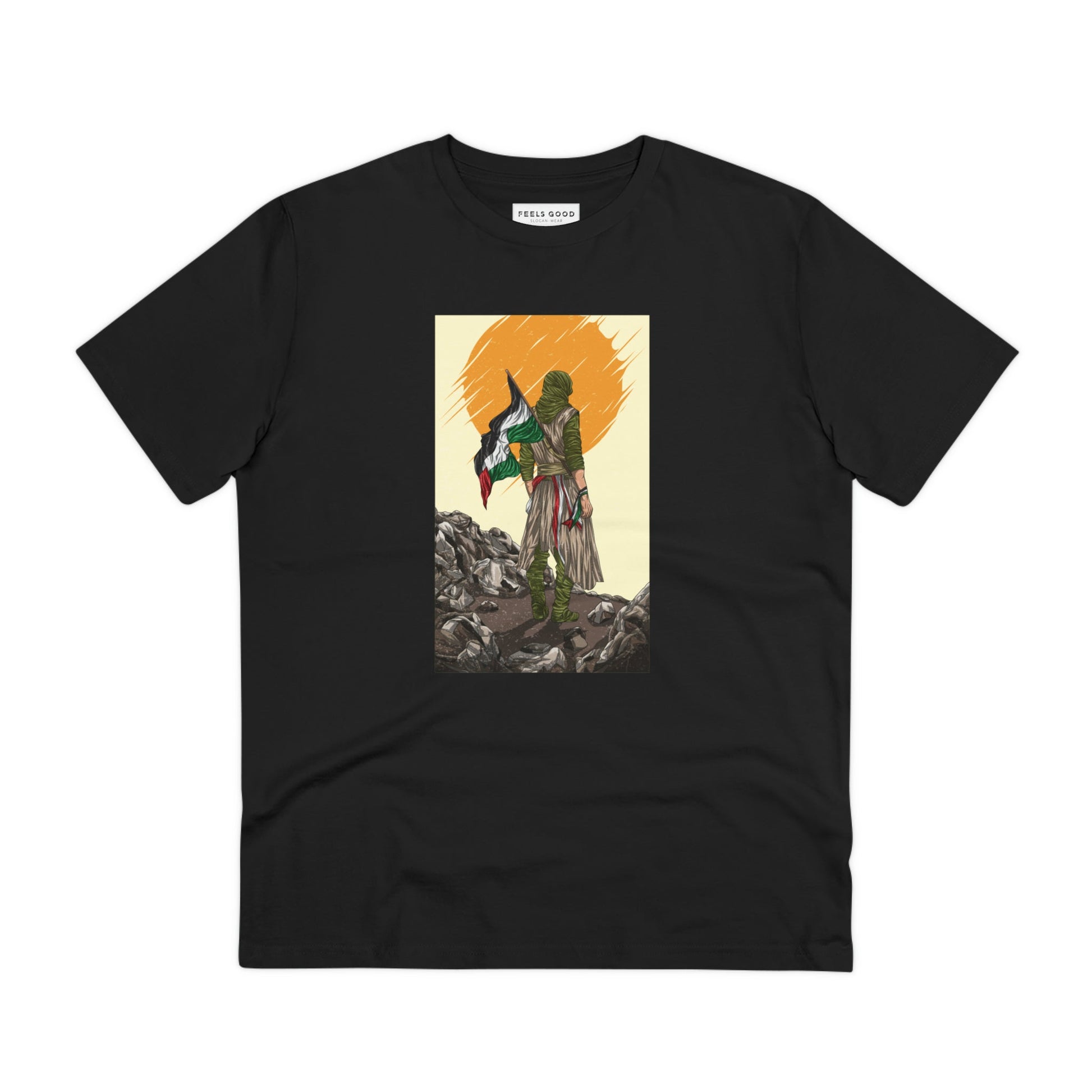 Stylish Palestine flag T-shirt – Palestine 'Manga Fighter' Organic Cotton T-shirt

