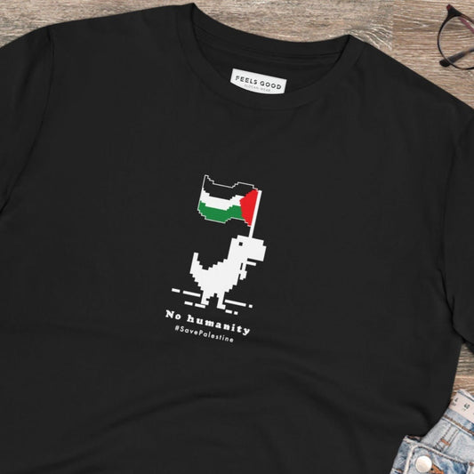 Palestine 'No Humanity' Organic Cotton T-shirt – bold palestine t shirt with deep meaning

