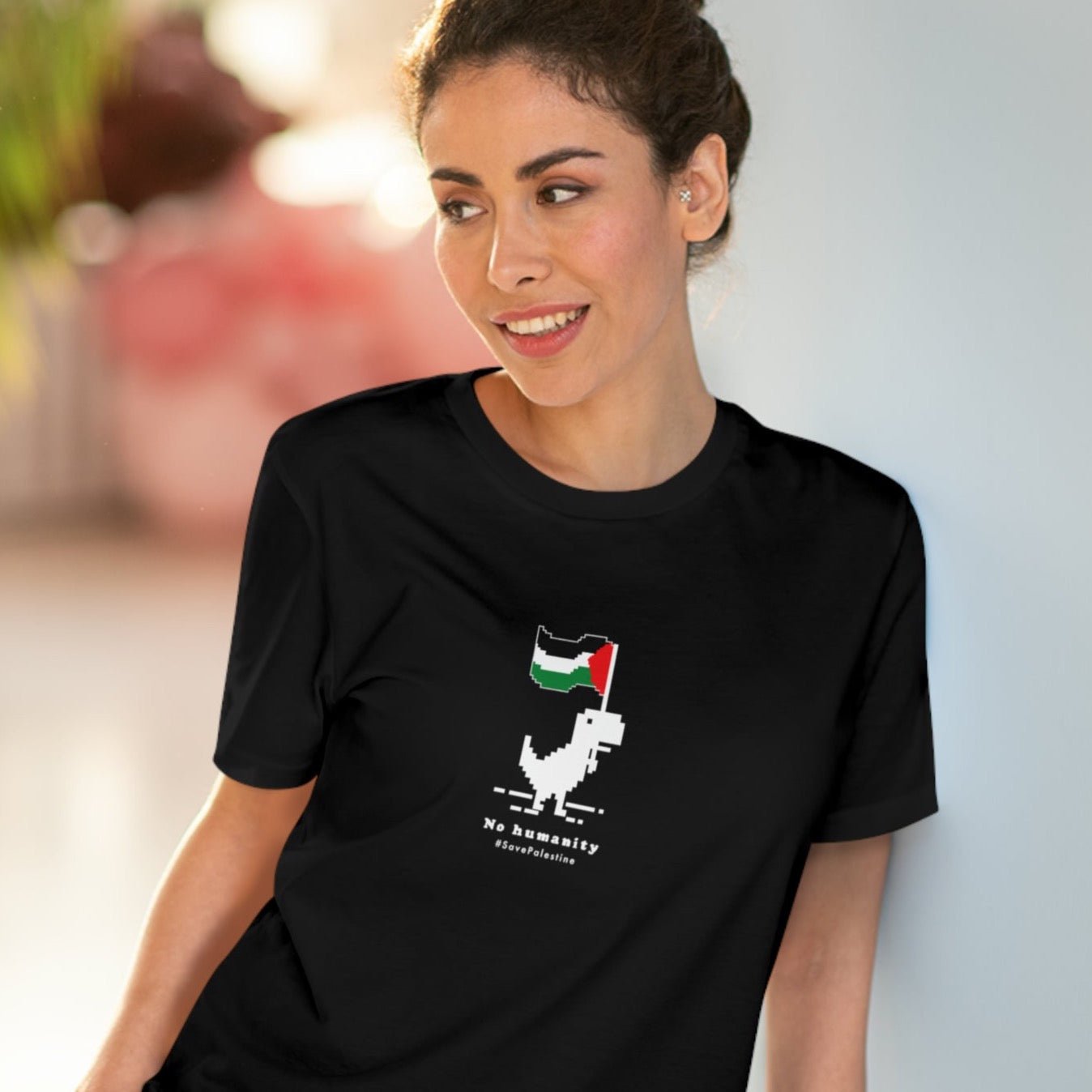 Palestine 'No Humanity' Organic Cotton T-shirt – free palestine tshirt with strong message

