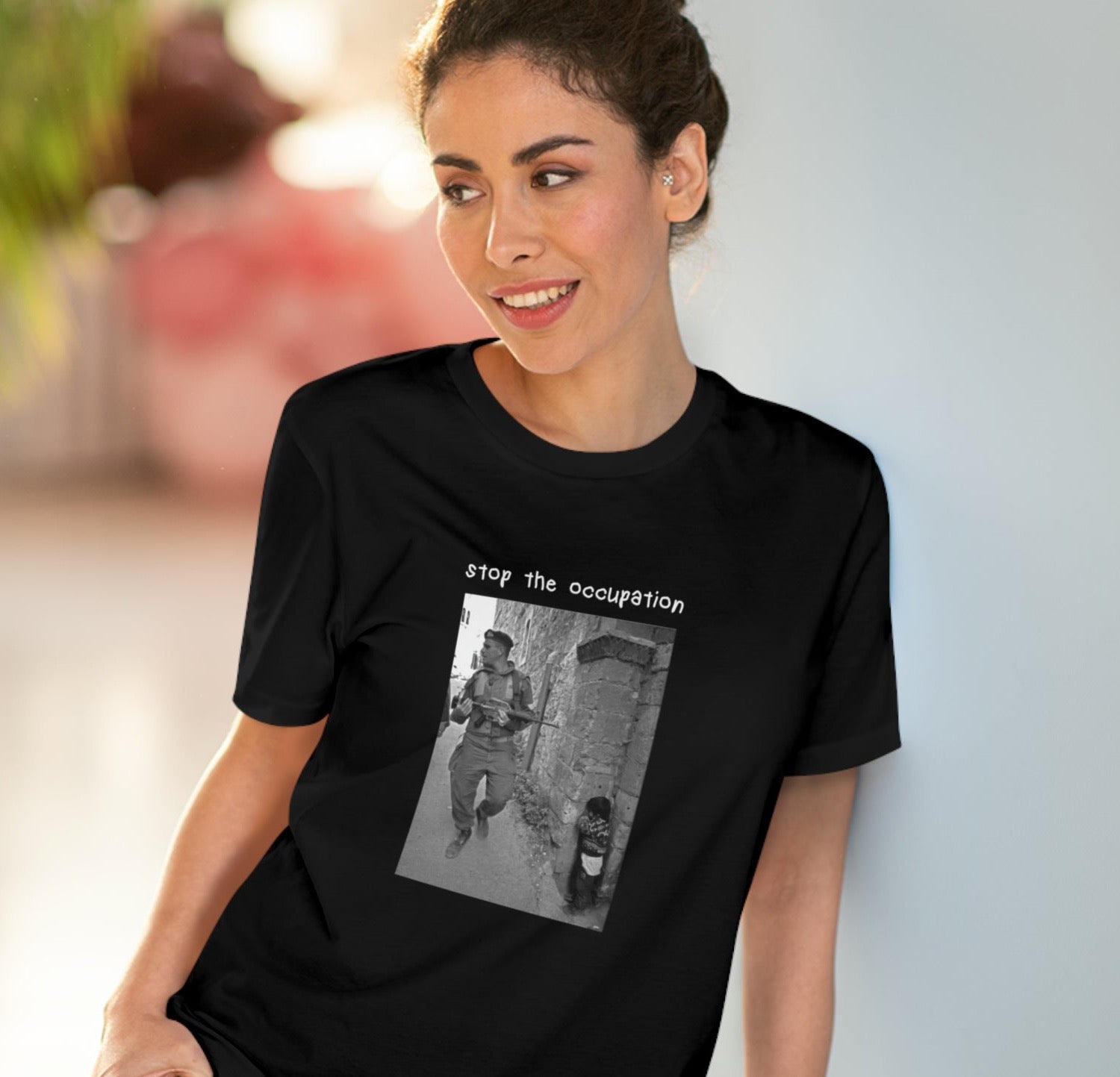 Statement Palestine T shirt: Palestine 'Stop Occupation' Organic Cotton T-shirt - alquds


