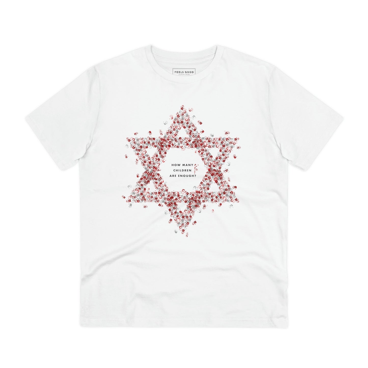 Empowering print tee – Palestine 'The Children's Hands' in eco cotton for bold voices