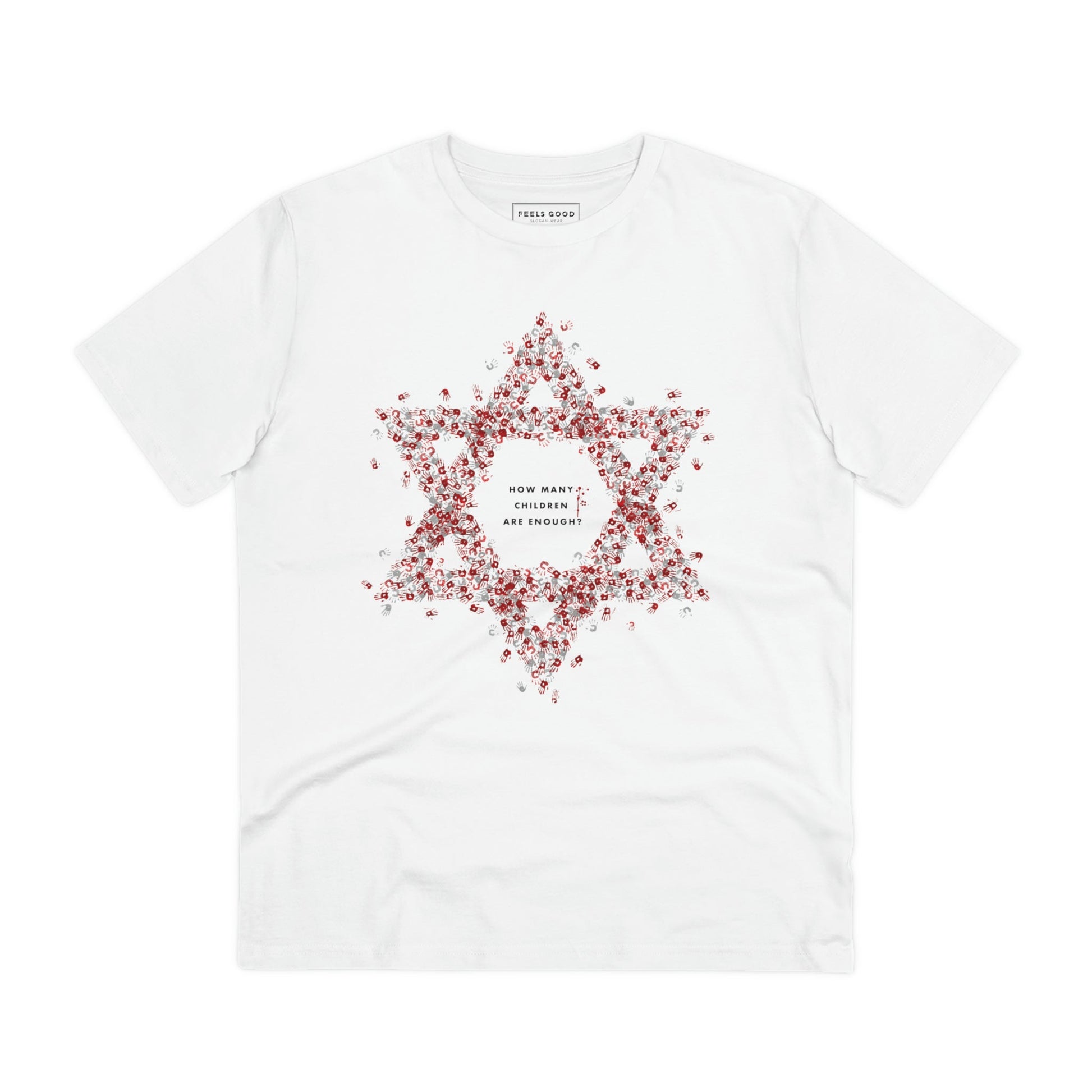 Empowering print tee – Palestine 'The Children's Hands' in eco cotton for bold voices
