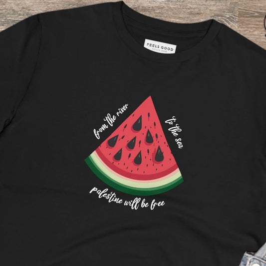 Palestine 'Watermelon' Organic Cotton T-shirt with bold message for justice and unity