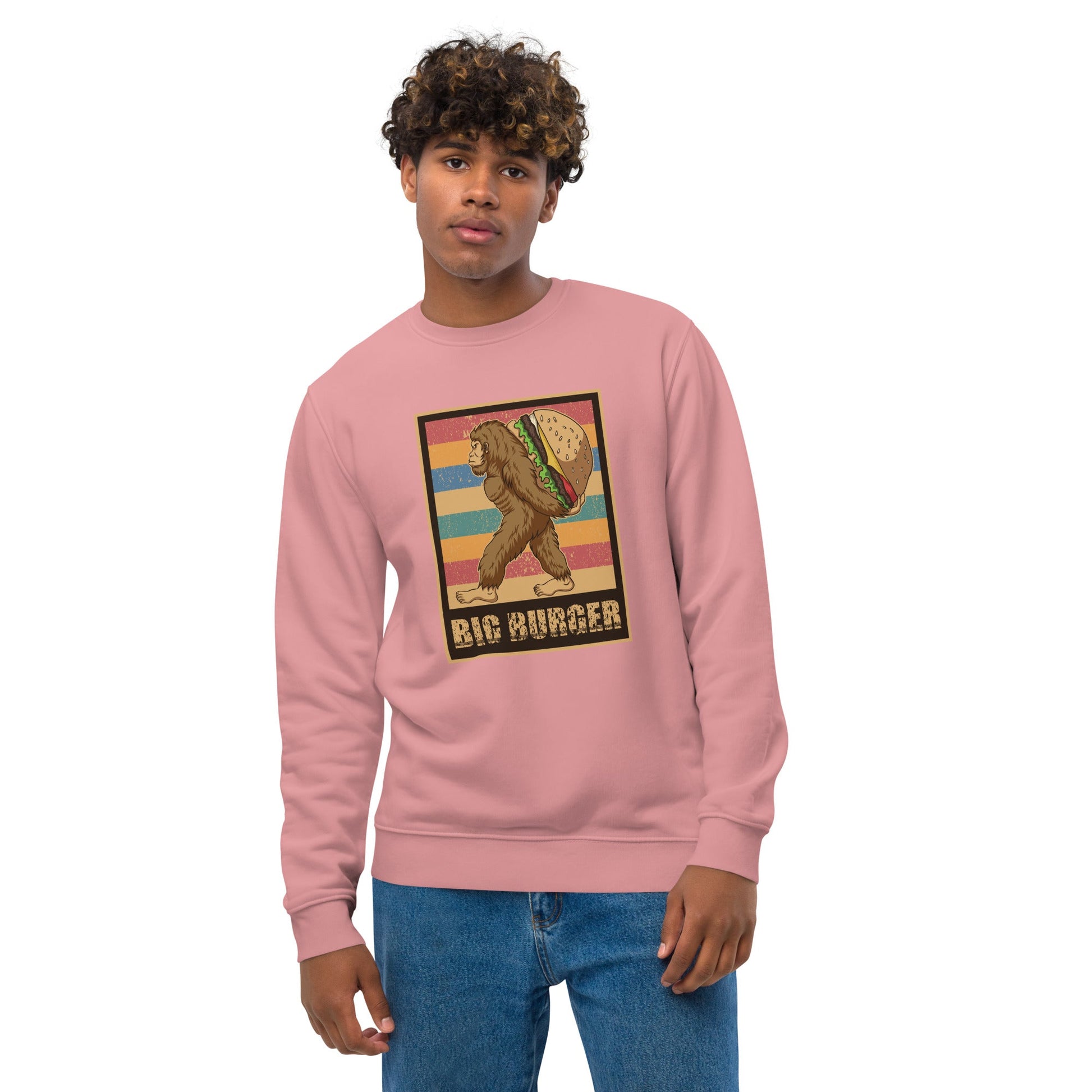 The Positive 'Big Burger Gorilla' Retro Organic Cotton Sweatshirt is the best retro crew sweatshirt.