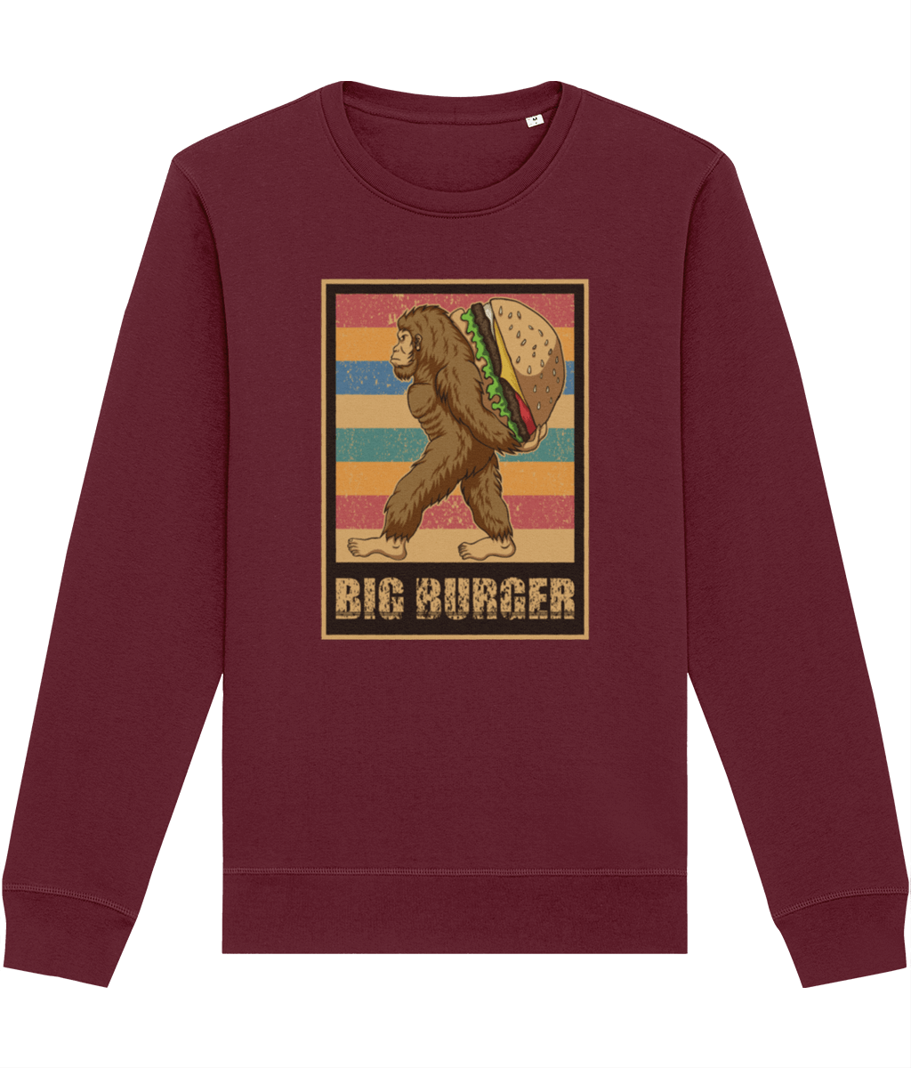 Look effortlessly cool in the Positive 'Big Burger Gorilla' Retro Organic Cotton Sweatshirt today!