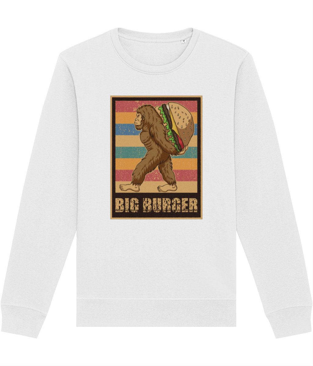 Enjoy classic comfort with the Positive 'Big Burger Gorilla' Retro Organic Cotton Sweatshirt now.