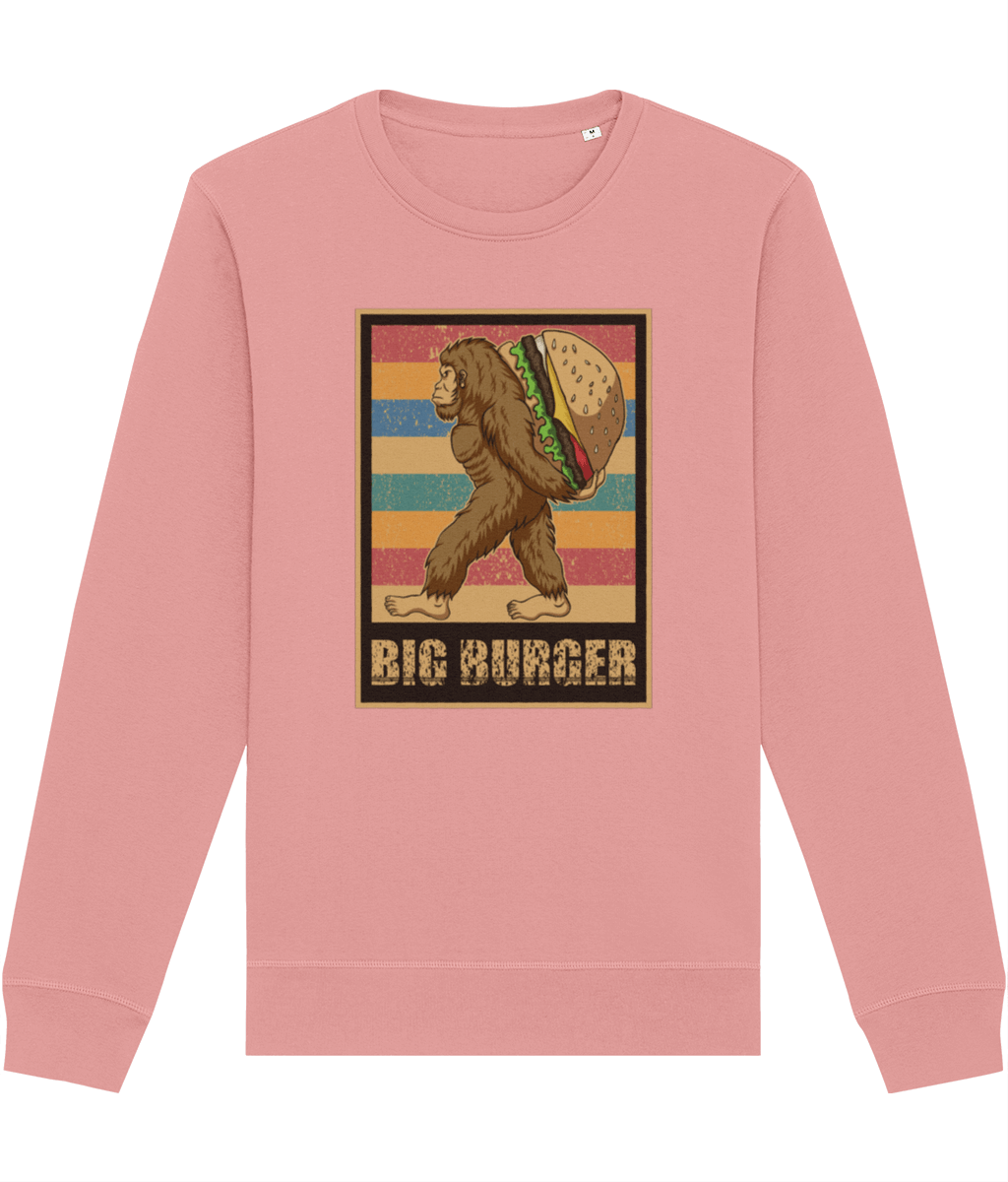 Get retro vibes with the Positive 'Big Burger Gorilla' Retro Organic Cotton Sweatshirt—must-have!