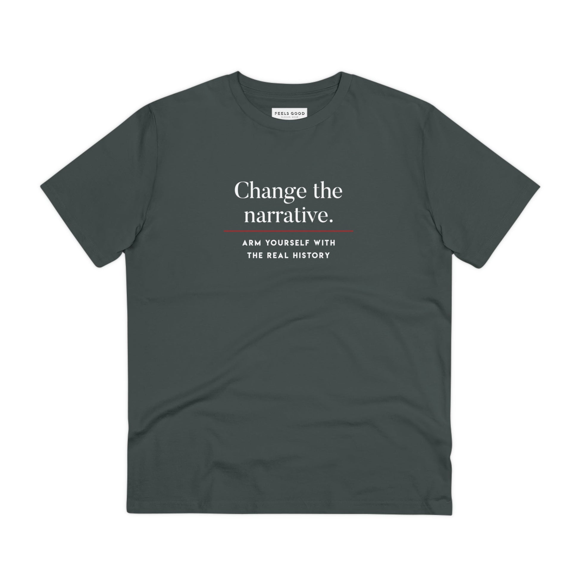 Sustainable best t-shirt: Positive 'Change History' organic.
