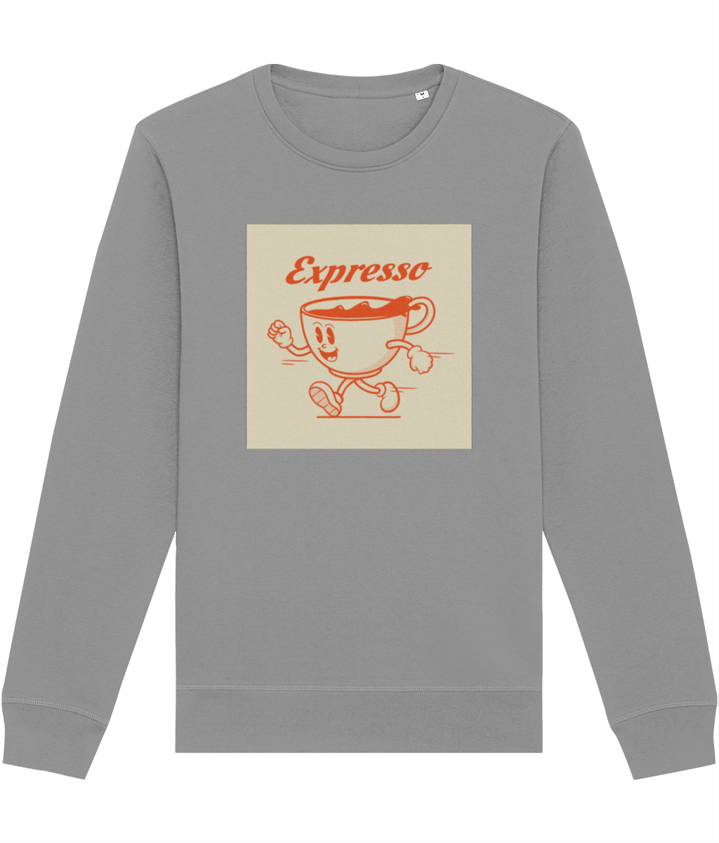 Add a retro touch to your wardrobe with the Positive 'Expresso' Retro Organic Cotton Sweatshirt.