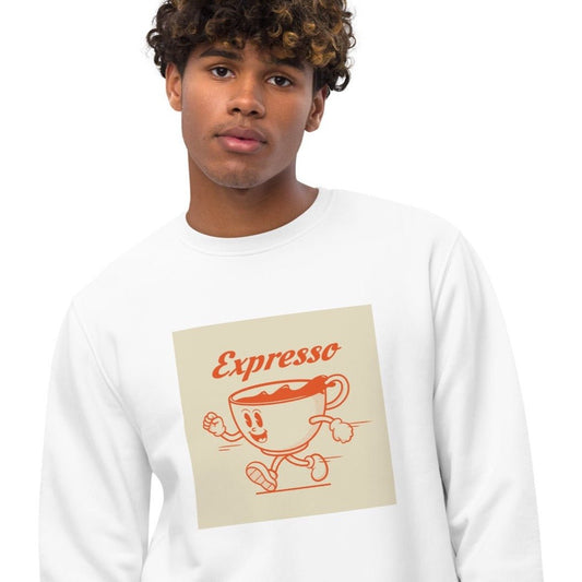 Stay cozy in the Positive 'Expresso' Retro Organic Cotton Sweatshirt—a must-have vintage piece.