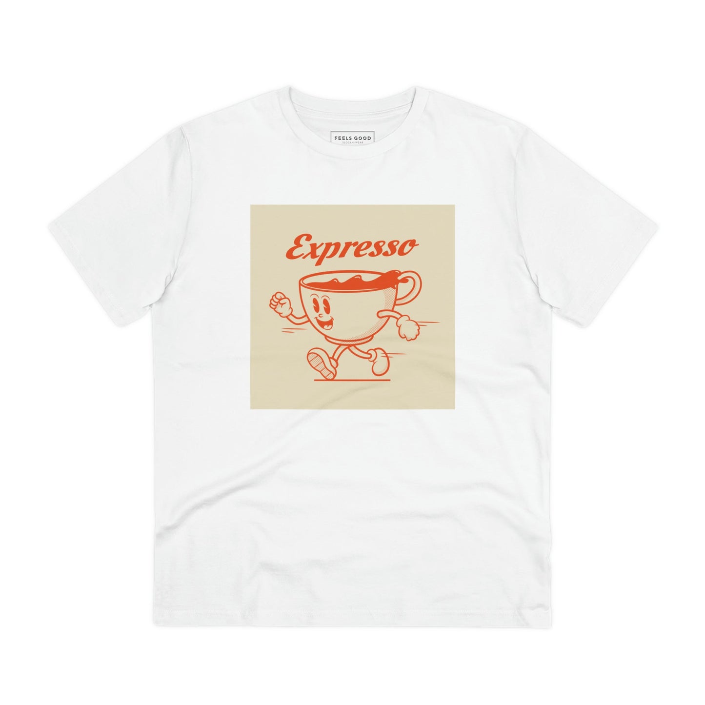 Add vintage charm to your look with the Positive 'Expresso' retro organic cotton t-shirt today!