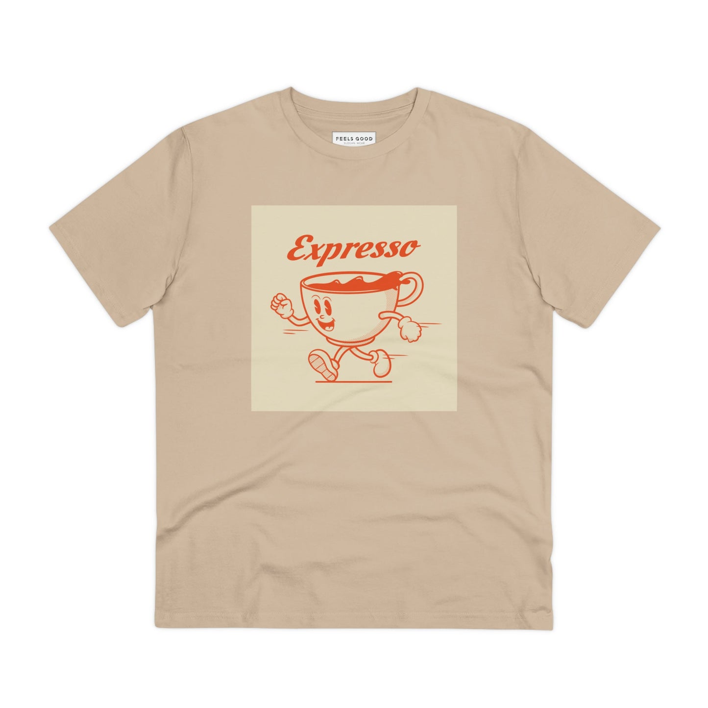 Make a statement with the Positive 'Expresso' retro organic cotton t-shirt, a must-have retro tshirt!