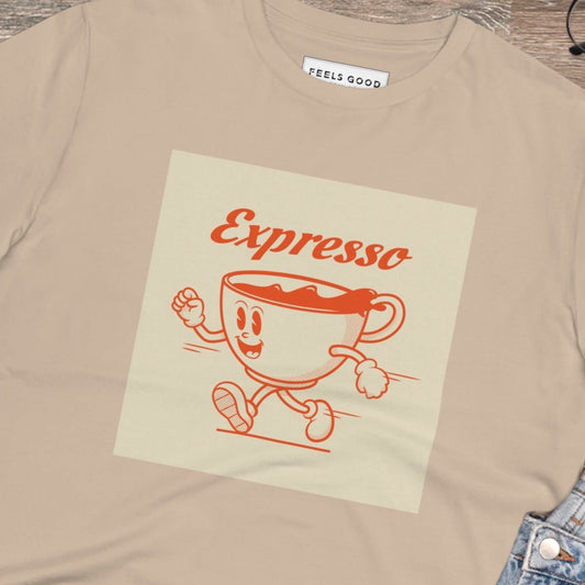 Positive 'Expresso' retro organic cotton t-shirt – the perfect retro slogan t-shirt for your vibe!