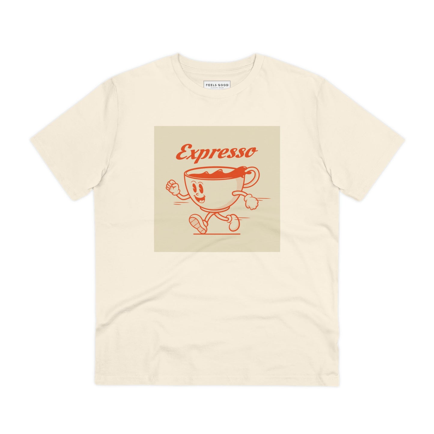 Stay stylish in a Positive 'Expresso' retro organic cotton t-shirt – the best retro tshirt for men!