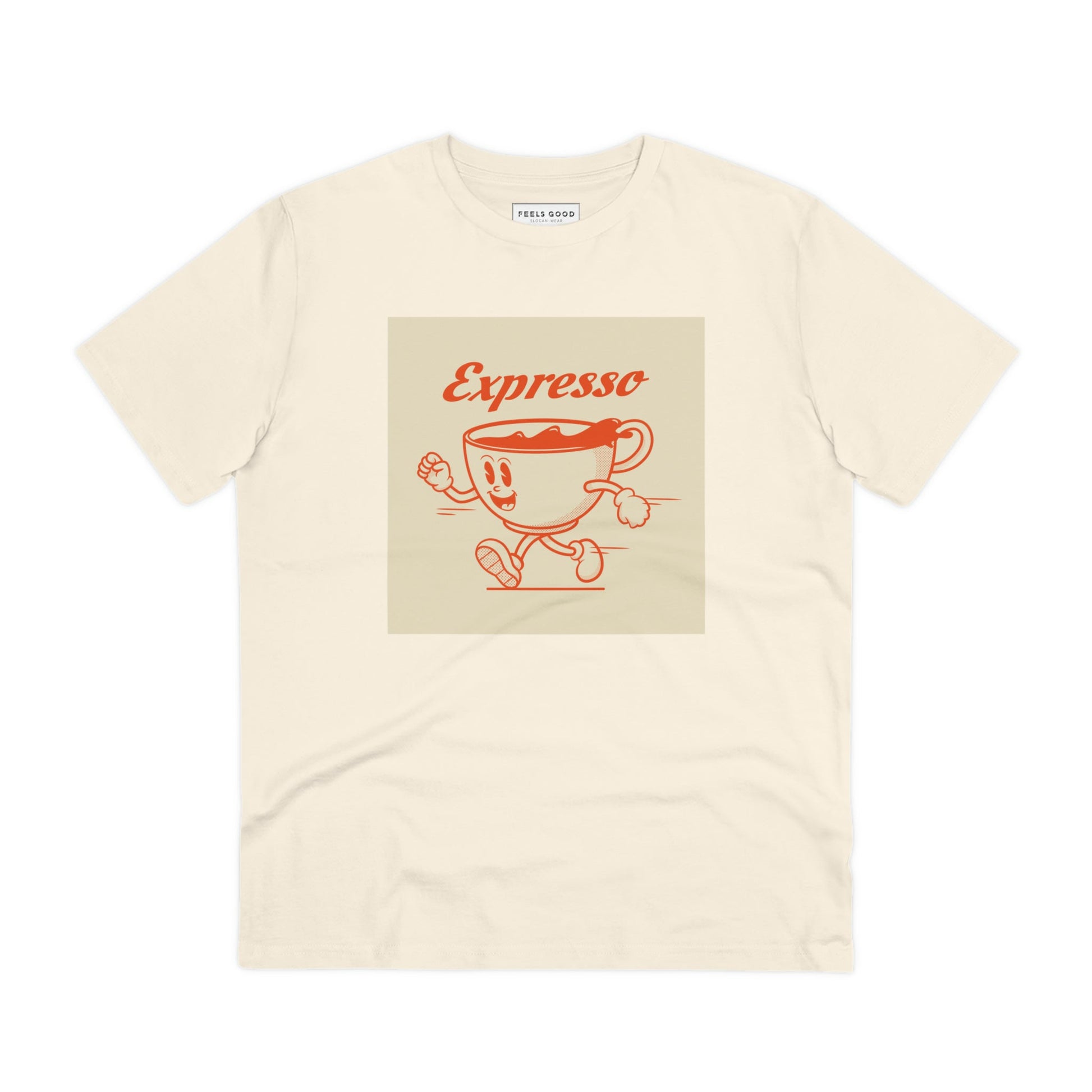 Stay stylish in a Positive 'Expresso' retro organic cotton t-shirt – the best retro tshirt for men!