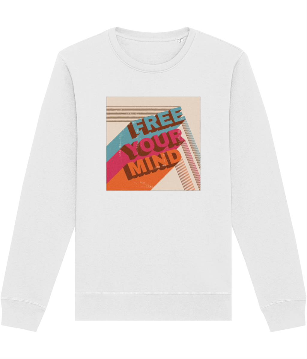 Travel quote inspired design - 'Free Your Mind' retro organic cotton sweatshirt


