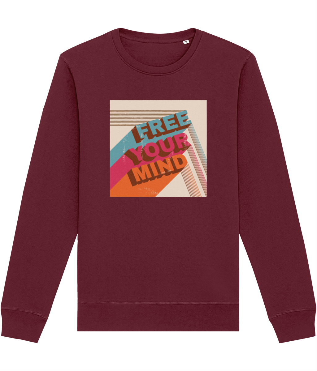Funny travel slogans meet comfort in the 'Free Your Mind' adventure sweatshirt


