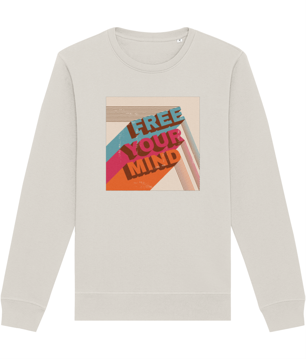 Adventure time sweatshirt - 'Free Your Mind' retro organic cotton style for journeys

