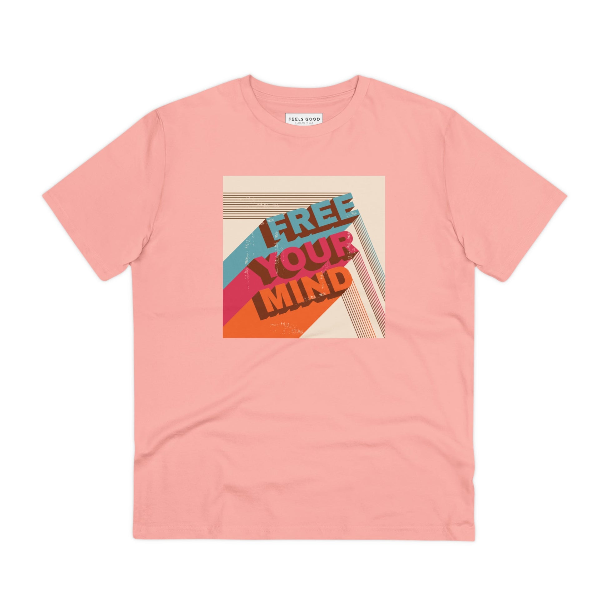 Stay cool in the Positive 'Free Your Mind' Retro Organic Cotton T-Shirt. Shop a unique retro tshirt today!