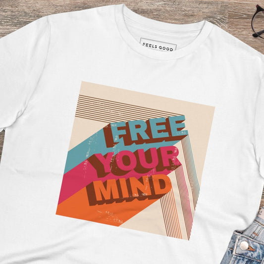 Express yourself with the Positive 'Free Your Mind' Retro Organic Cotton T-Shirt. Shop retro slogan tees!
