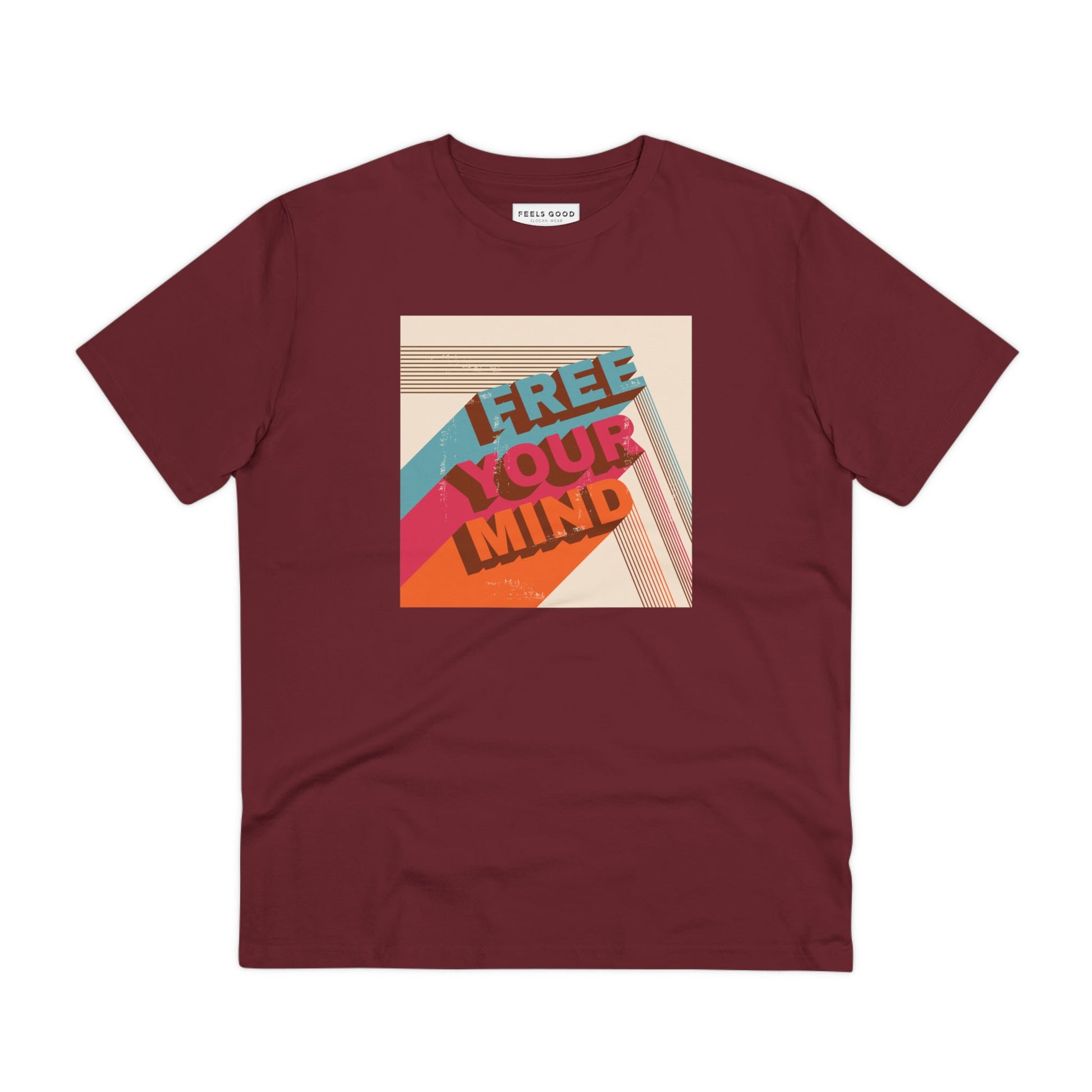 Enjoy the soft comfort of the Positive 'Free Your Mind' Retro Organic Cotton T-Shirt. Retro women's tees!