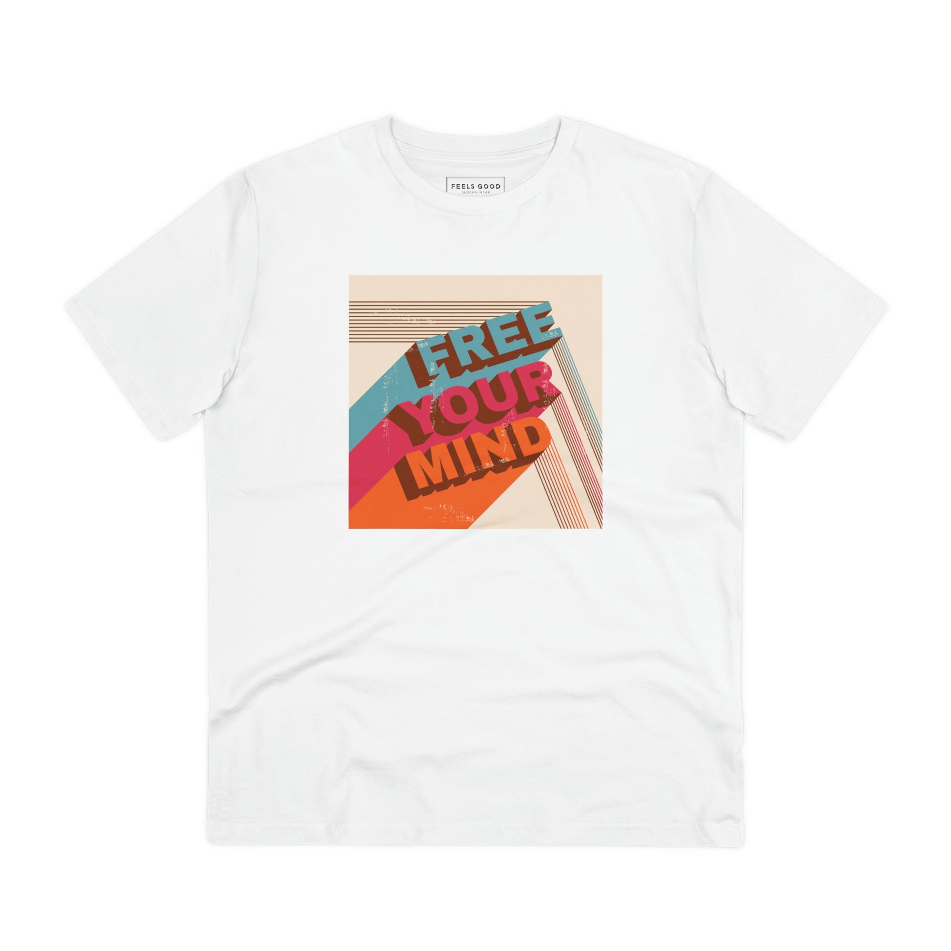 The Positive 'Free Your Mind' Retro Organic Cotton T-Shirt is perfect for retro tshirt men collections!