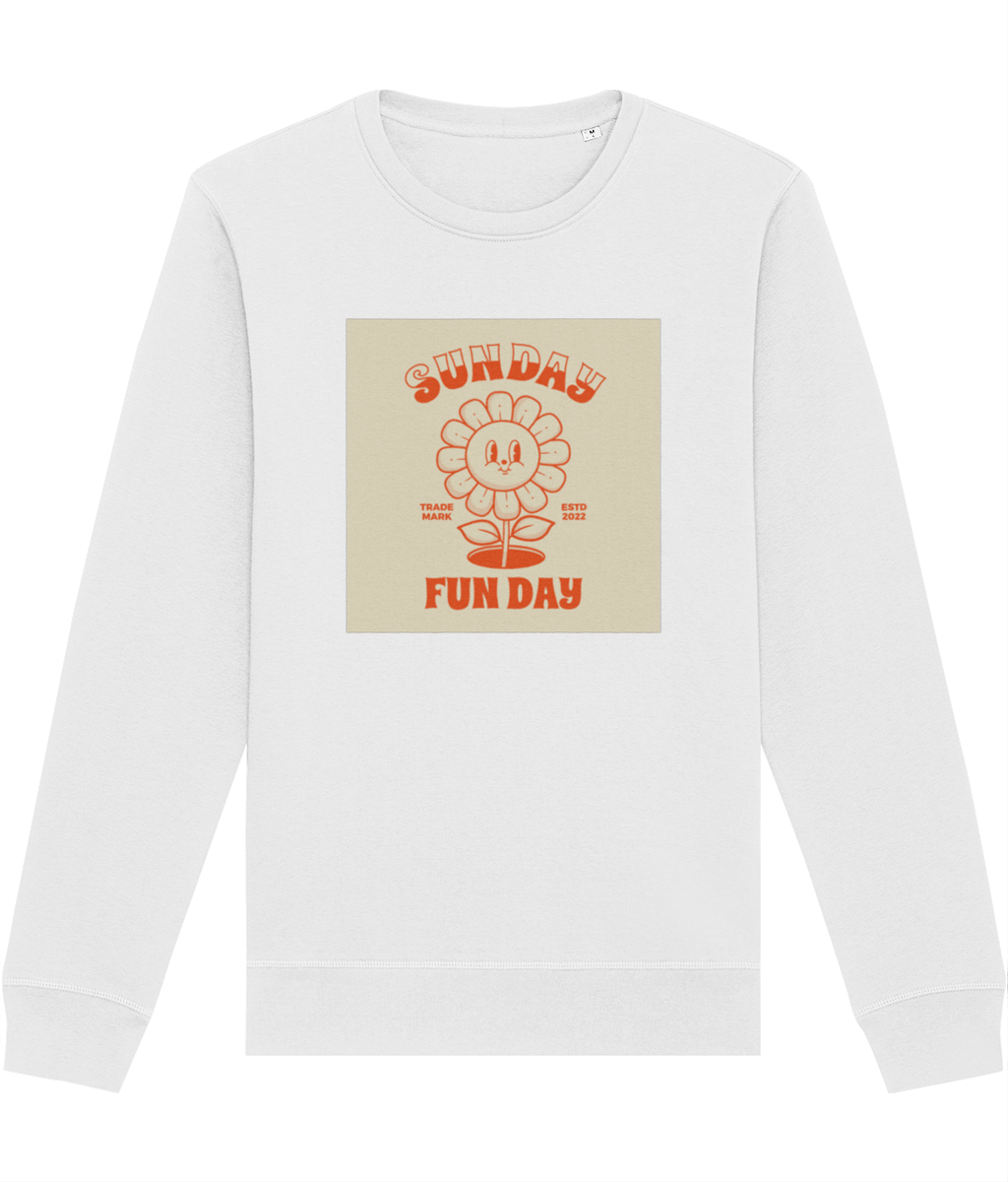 Feel comfy and stylish in the Positive 'Fun Day Sunday' Retro Organic Cotton Sweatshirt today!