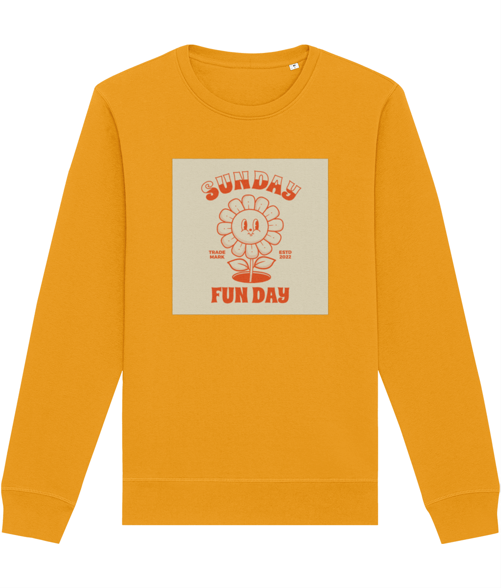 Add nostalgia to your wardrobe with the Positive 'Fun Day Sunday' Retro Organic Cotton Sweatshirt.