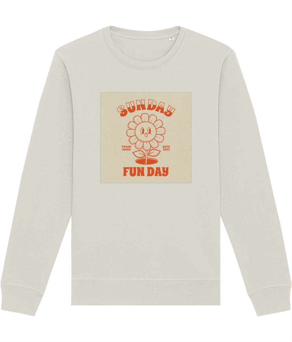 A stylish throwback—Positive 'Fun Day Sunday' Retro Organic Cotton Sweatshirt for every mood!