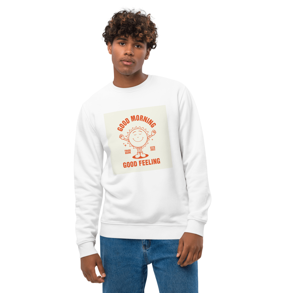 Positive 'Good Feeling' Retro Organic Cotton Sweatshirt – classic crew sweatshirt style

