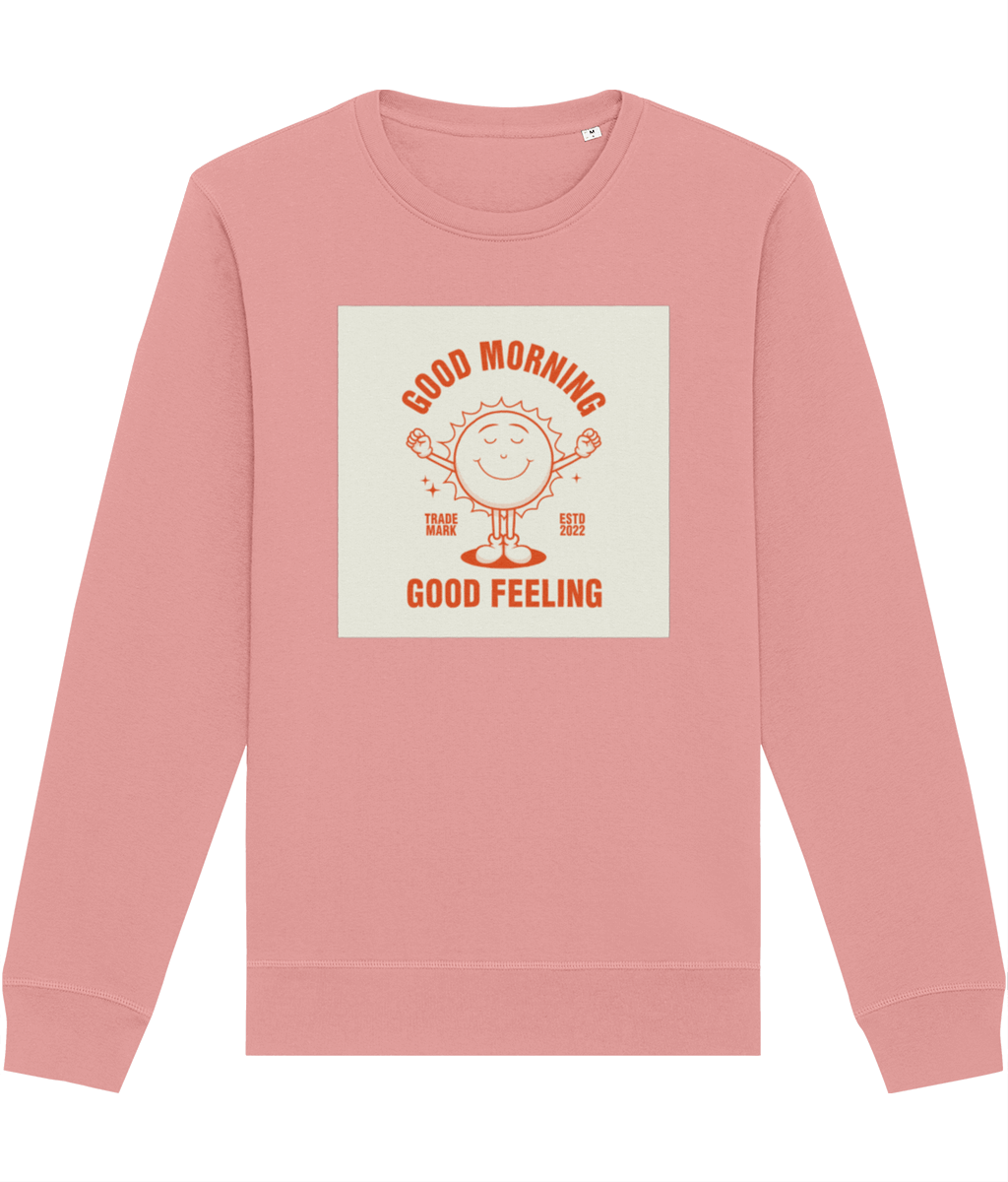 Positive 'Good Feeling' Retro Organic Cotton Sweatshirt – vintage retro sweatshirt vibes

