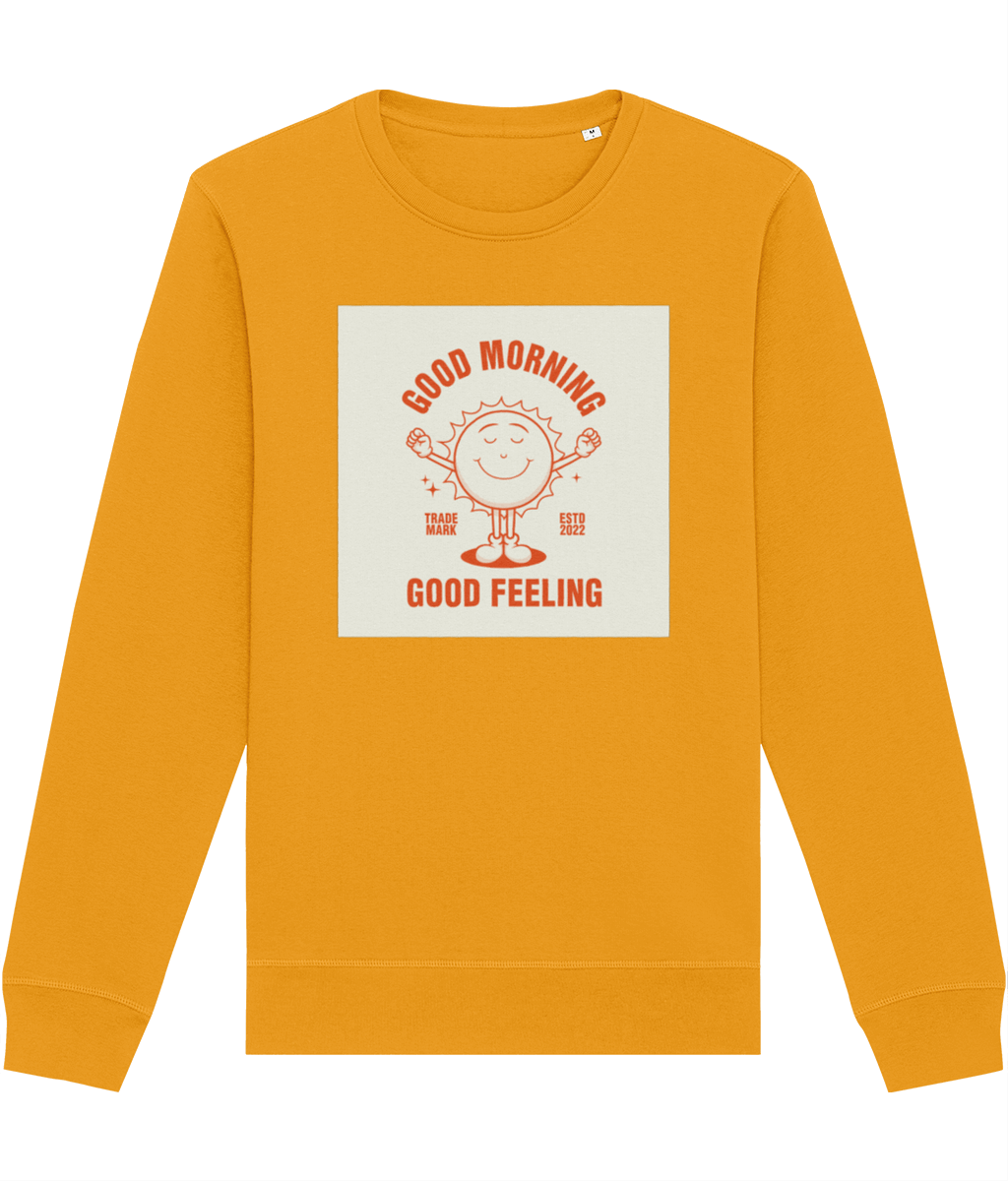 Vintage graphic sweatshirts feel in Positive 'Good Feeling' Retro Organic Cotton Sweatshirt

