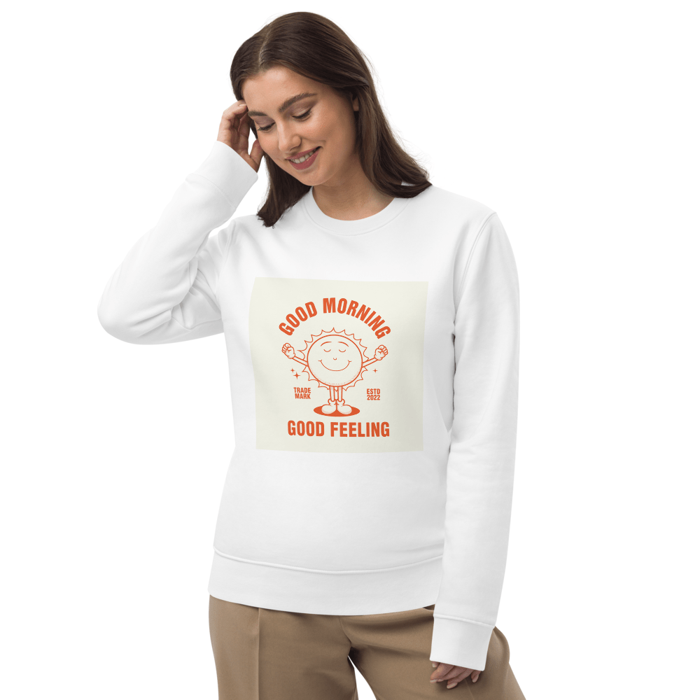 Retro sweatshirt look – Positive 'Good Feeling' Retro Organic Cotton Sweatshirt in soft cotton

