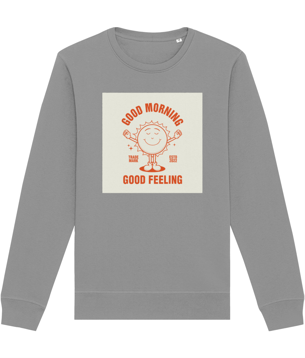 Crew sweatshirt with retro vibes – Positive 'Good Feeling' Retro Organic Cotton Sweatshirt

