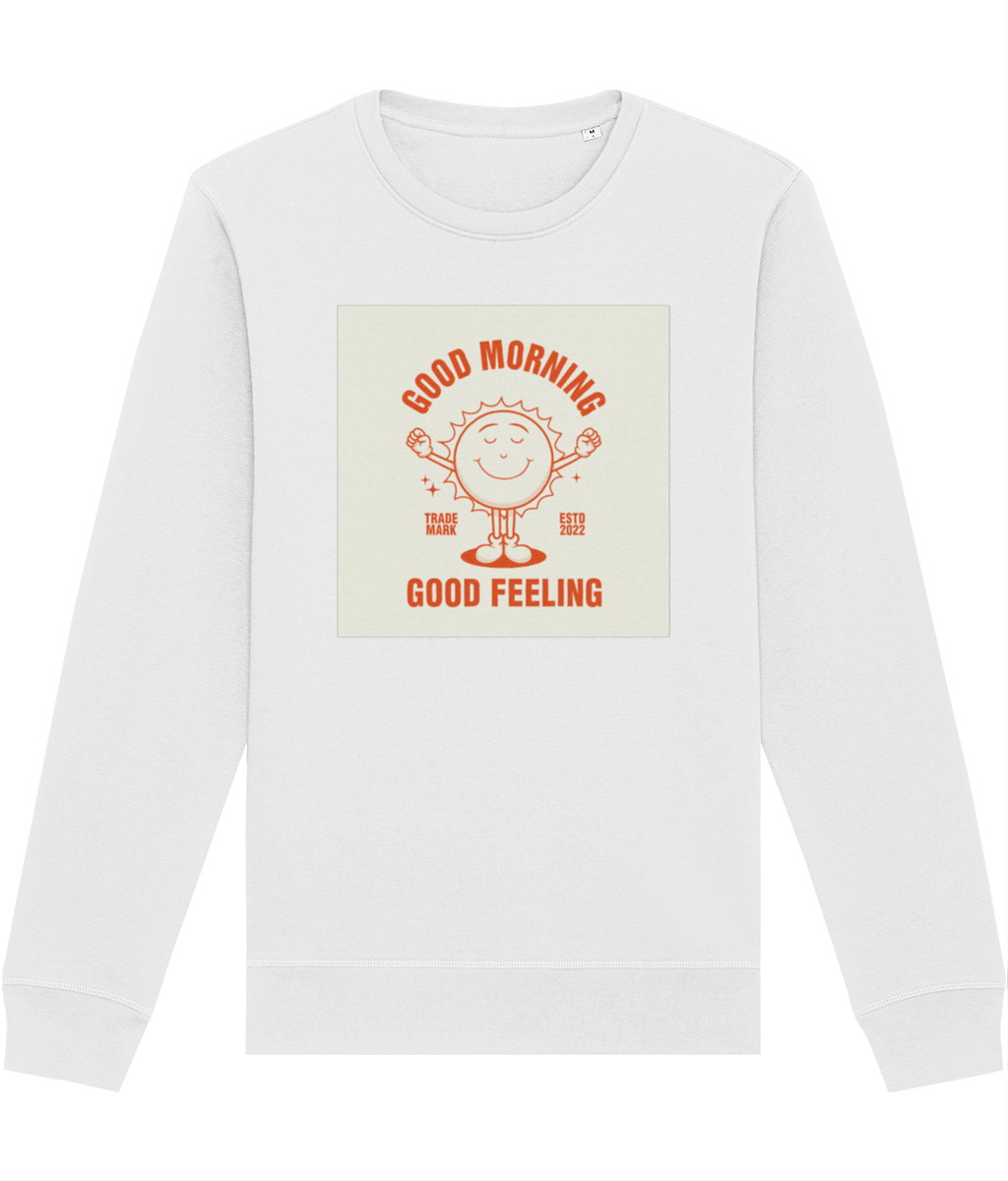 Positive 'Good Feeling' Retro Organic Cotton Sweatshirt – top retro sweatshirts UK pick

