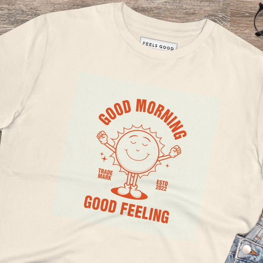 Wear the Positive 'Good Feeling' Retro Organic Cotton T-Shirt for a classic look. Retro slogan t-shirts!