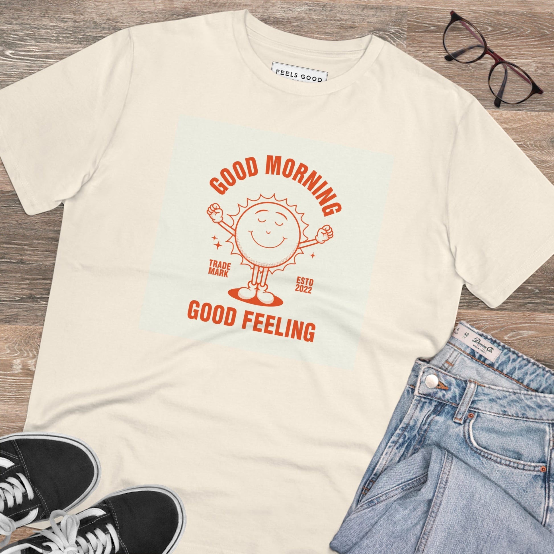 Elevate your style with the Positive 'Good Feeling' Retro Organic Cotton T-Shirt. Retro women's tees!