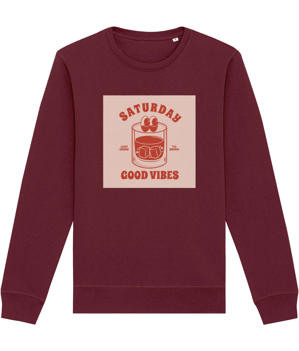 The Positive 'Good Vibes Saturday' Retro Organic Cotton Sweatshirt—classic retro sweatshirts for men.