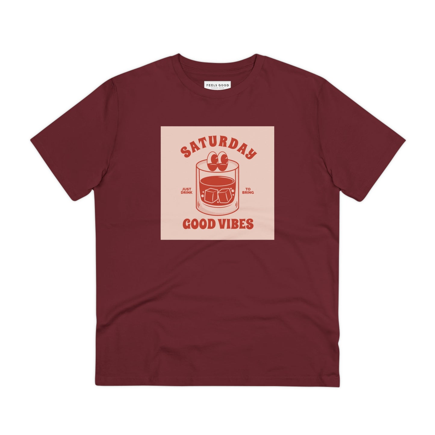 Rock a classic look with the positive 'Good Vibes Saturday' retro organic cotton t-shirt—funny & cool!