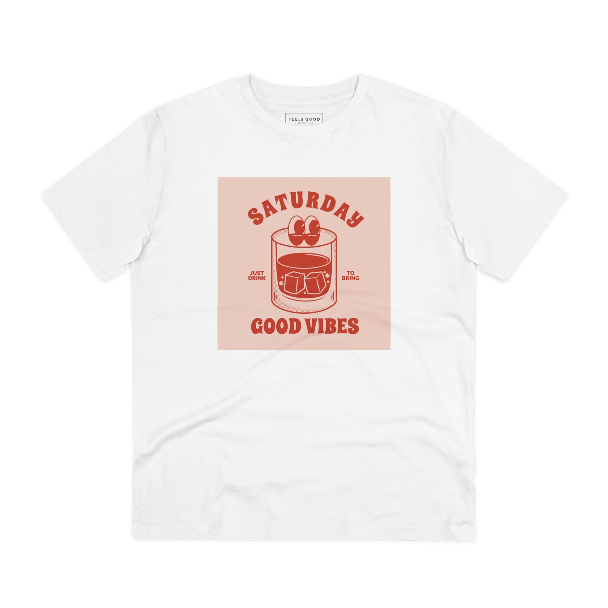 A classic touch! The positive 'Good Vibes Saturday' retro organic cotton t-shirt is retro fashion done right!