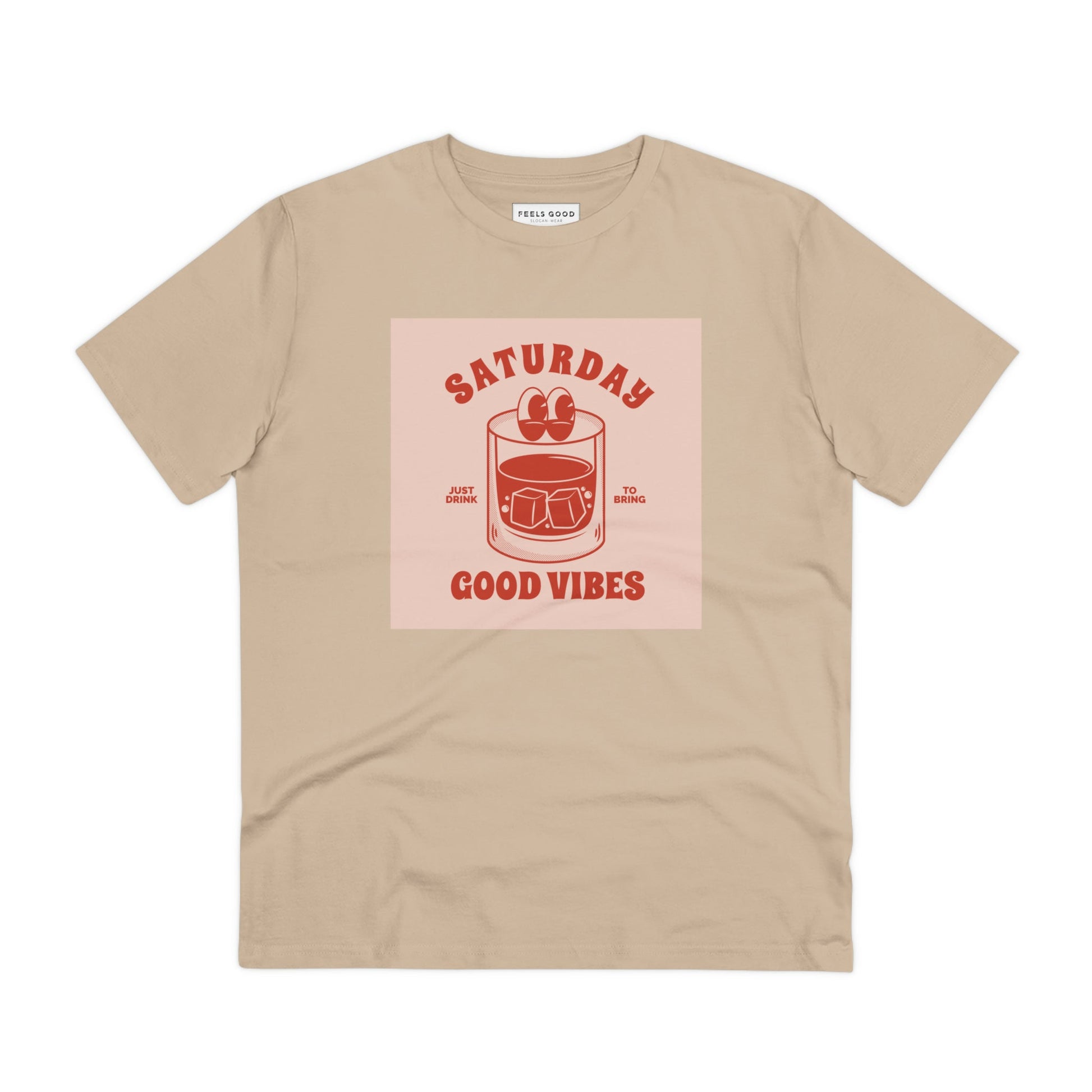 Bold and stylish, the positive 'Good Vibes Saturday' retro organic cotton t-shirt is a vintage must-have!